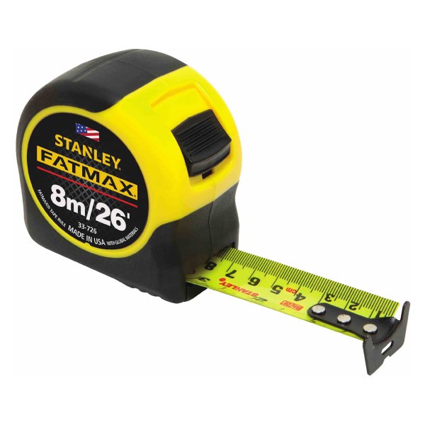 Stanley Tools® - FATMAX™ 26' (8 m) SAE/Metric Yellow/Black Durable High Impact Measuring Tape