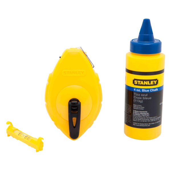 Stanley Tools® - 100' Blue Chalk Line Reel with Blue Chalk and Line Level