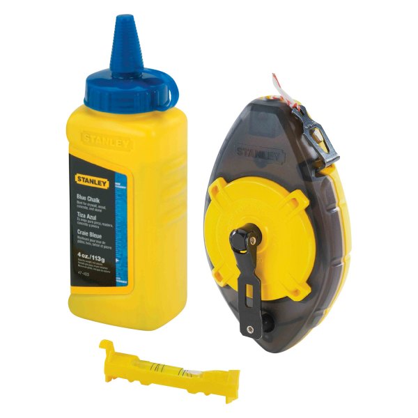 Stanley Tools® - PowerWinder™ 100' Blue Chalk Line Reel with Blue Chalk and Line Level