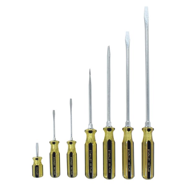 Stanley Tools® - 100 Plus™ 7-piece 1/4" to 3/16" Dipped Handle Slotted Screwdriver Set