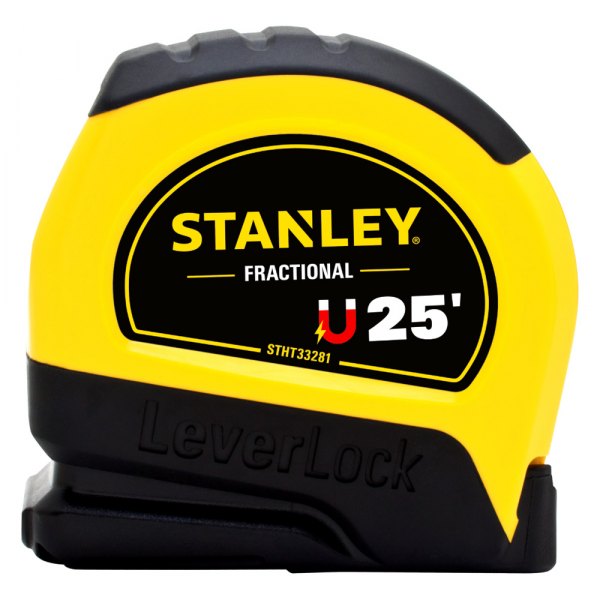 Stanley Tools® - LEVERLOCK™ 25' SAE Yellow/Black Auto-Lock Magnetic Fractional Read Measuring Tape