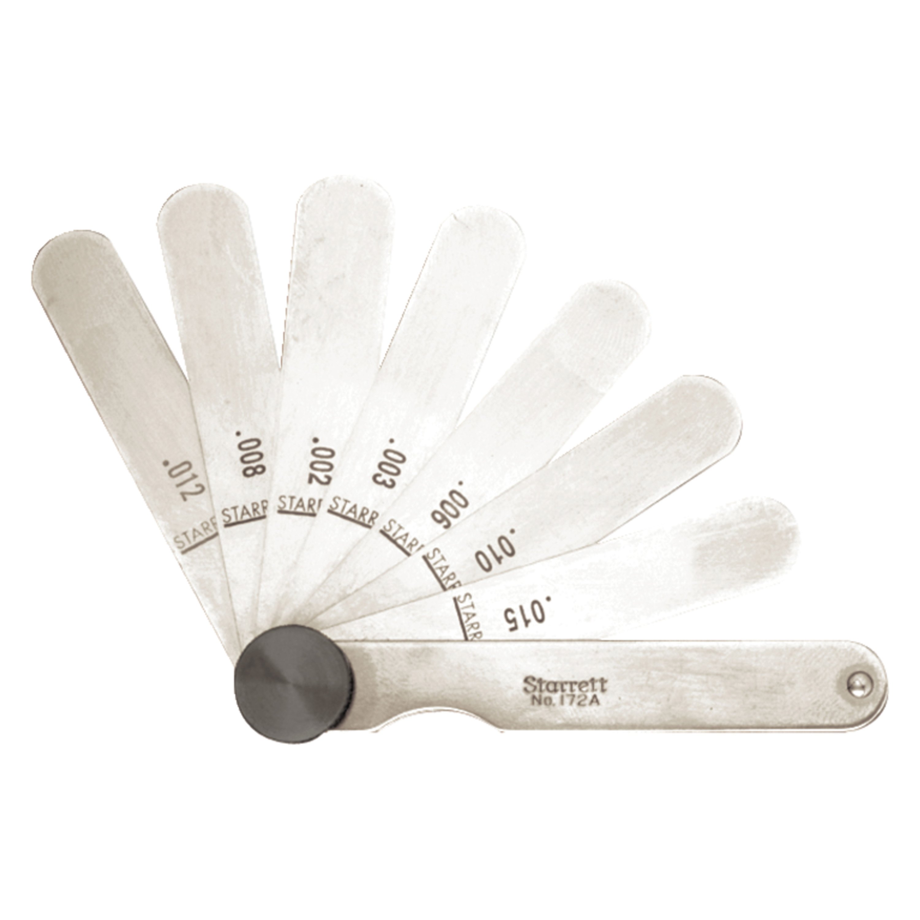 Starrett 172A Thickness Gage Set With Straight Leaves 0.0015-0.015 Thickness 3-1/32 Length 9 Leaves 