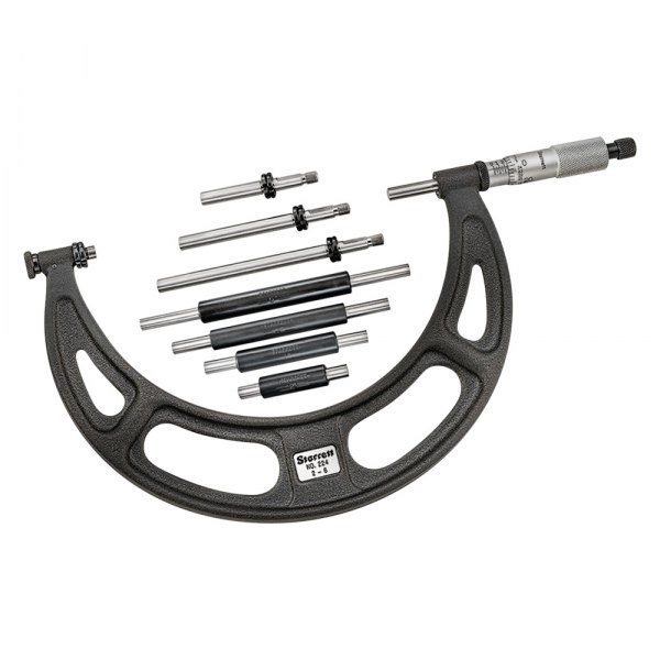 Starrett® - 224 Series™ 2 to 6" SAE Mechanical Interchangeable Anvil Outside Micrometer