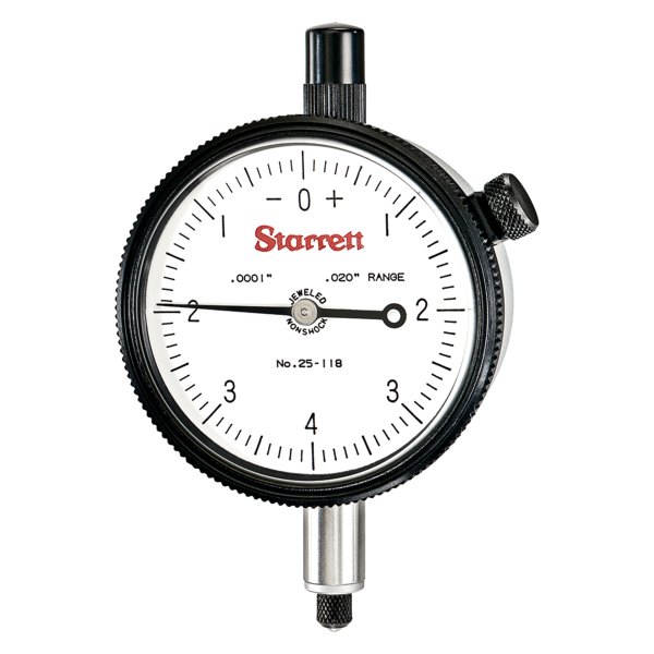 Starrett® - 25 Series™ 0 to 0.020" SAE Dial Indicator with Special Non-Shock Mechanism