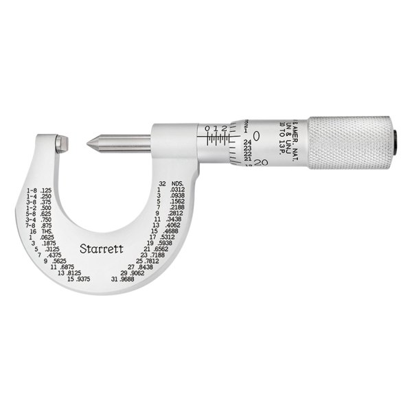 Starrett® - 575 Series™ 10 to 13 TPI SAE Mechanical Screw Thread Outside Micrometer