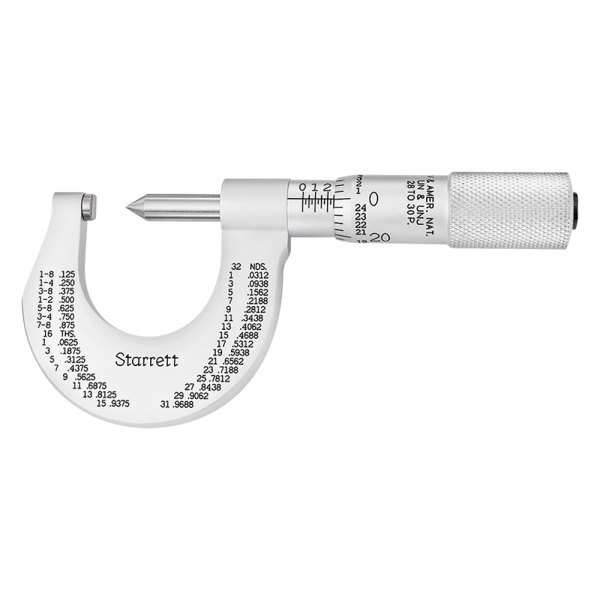 Starrett® - 575 Series™ 28 to 30 TPI SAE Mechanical Screw Thread Outside Micrometer