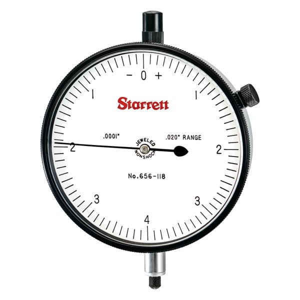 Starrett® - 656 Series™ 0 to 0.020" SAE Dial Indicator with Special Non-Shock Mechanism