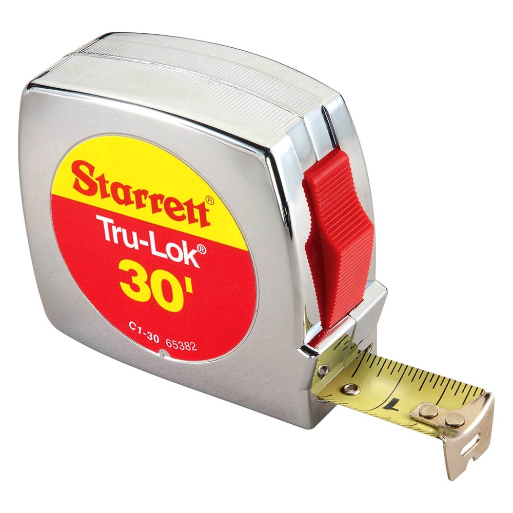 Starrett® C1-30 - Tru-Lok™ 30' SAE Chrome S1 Grad Style Steel Measuring Tape  