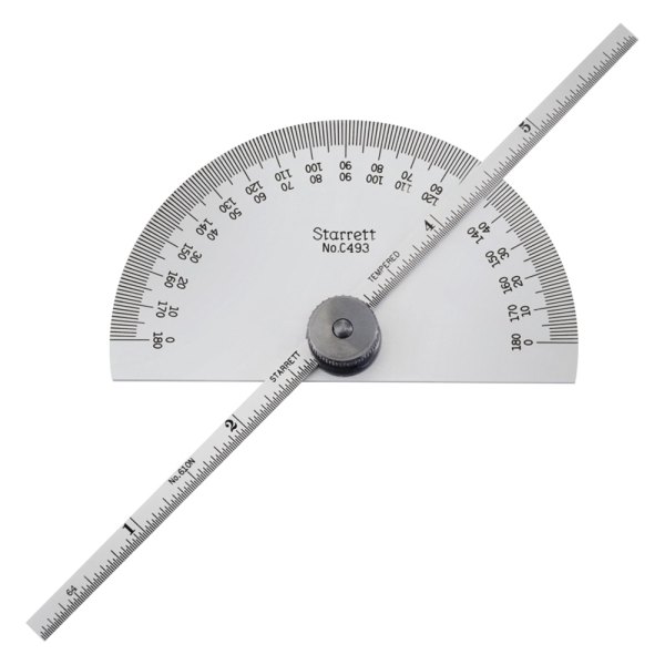 Starrett® - 0° to 180° Steel Dial Gauge Protractor with Semi-Circular Head and Depth Gauge