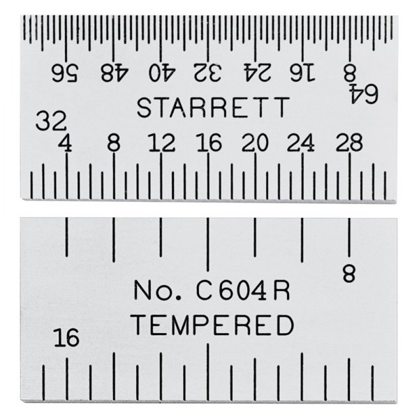 Starrett® - 1" 4R Spring Tempered Steel Rule with Inch Graduation