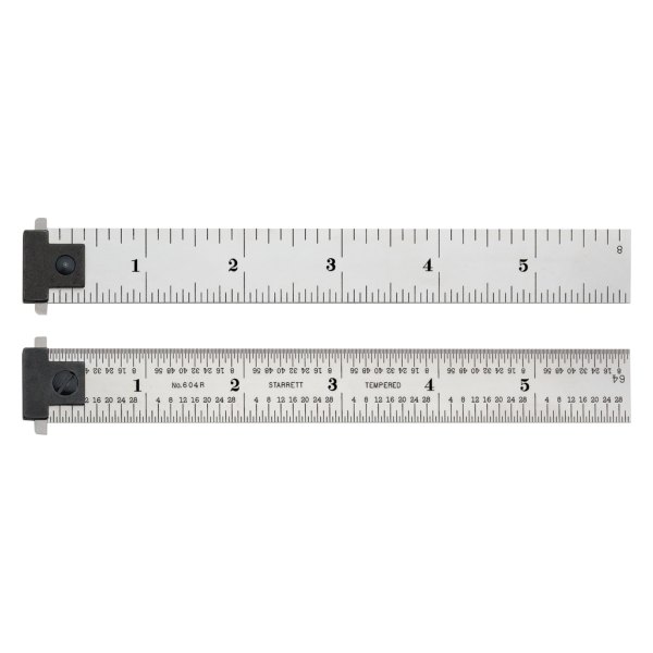 Starrett® - 6" SAE 4R Spring-Tempered Steel Ruler with Adjustable Double Hook
