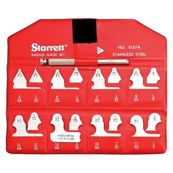 Starrett® - 167 Series™ 1/64 to 17/64" SAE Stainless Steel Radius Gauge Set