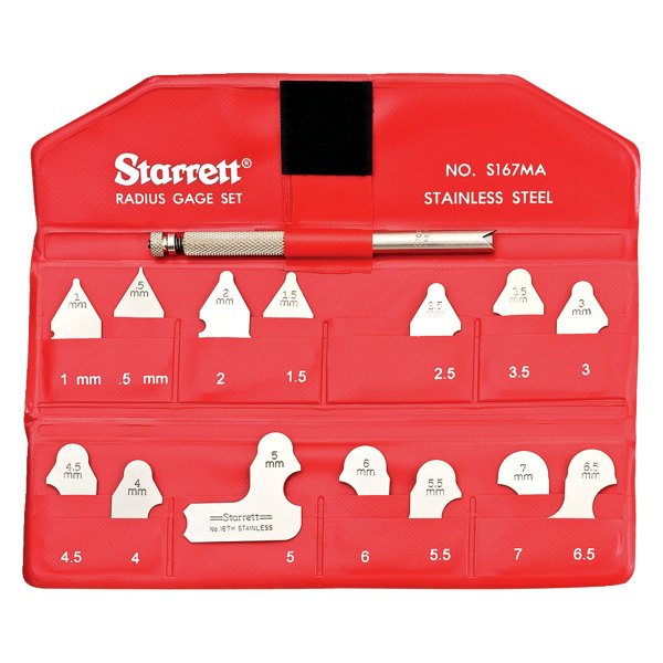 Starrett® - 167 Series™ 0.5 to 7 mm Metric Stainless Steel Radius Gauge Set