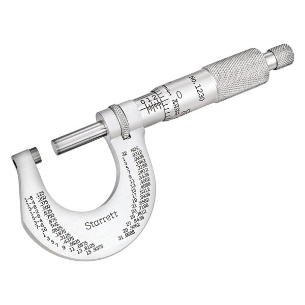 Starrett® - 1230 Series™ 0 to 1" SAE Stainless Steel Mechanical Outside Micrometer