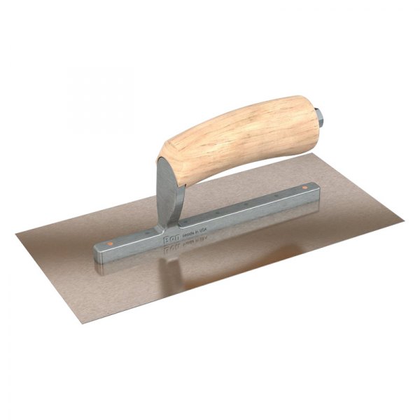 Steel City Trowels® - 11" x 4-1/2" Wood Handle Gold Stainless Steel Long Shank Square End Finishing Trowel