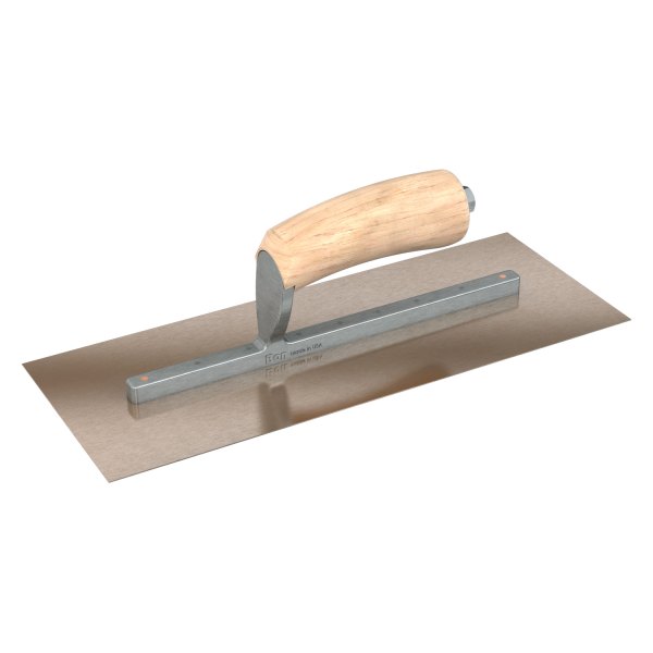 Steel City Trowels® - 13" x 5" Wood Handle Gold Stainless Steel Long Shank Square End Finishing Trowel