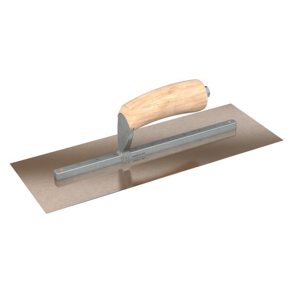 Steel City Trowels® - 14" x 5" Wood Handle Gold Stainless Steel Long Shank Square End Finishing Trowel