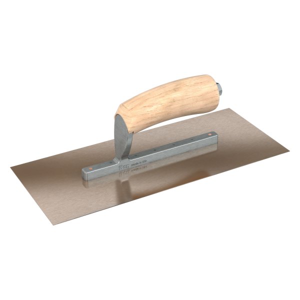 Steel City Trowels® - 12" x 5" Wood Handle Gold Stainless Steel Short Shank Square End Finishing Trowel