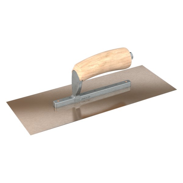 Steel City Trowels® - 13" x 5" Wood Handle Gold Stainless Steel Short Shank Square End Finishing Trowel