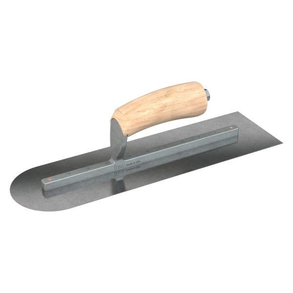Steel City Trowels® - 14" x 4" Wood Handle Carbon Steel Long Shank Square and Round End Finishing Trowel