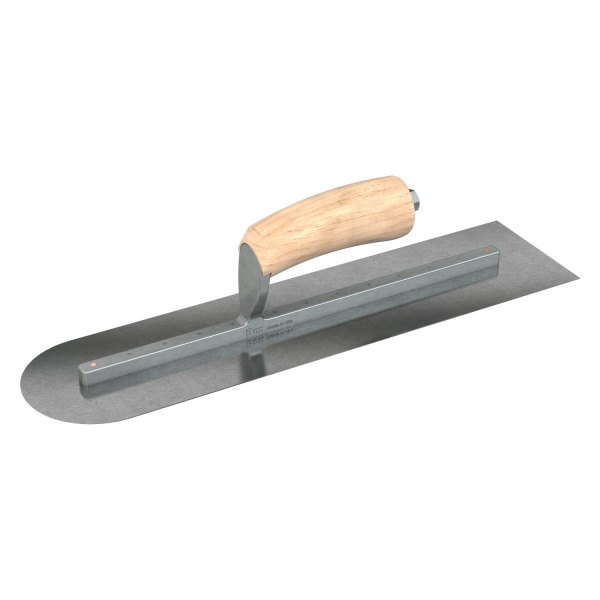Steel City Trowels® - 16" x 4" Wood Handle Carbon Steel Long Shank Square and Round End Finishing Trowel