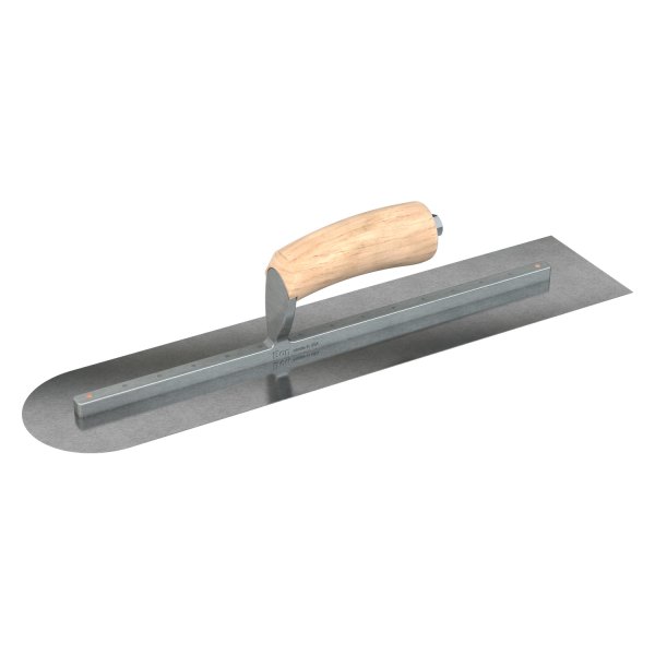Steel City Trowels® - 18" x 4" Wood Handle Carbon Steel Long Shank Square and Round End Finishing Trowel