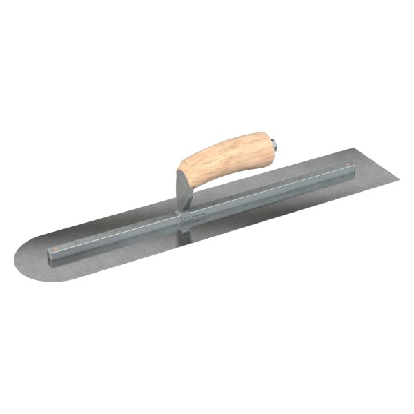 Steel City Trowels® - 20" x 4" Wood Handle Carbon Steel Long Shank Square and Round End Finishing Trowel