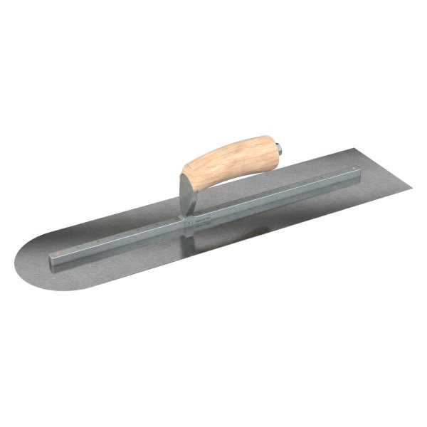 Steel City Trowels® - 20" x 5" Wood Handle Carbon Steel Long Shank Square and Round End Finishing Trowel