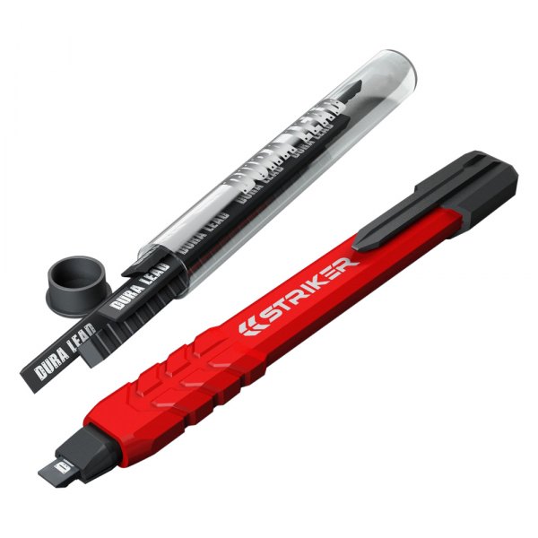 STKR® - 5-3/4" Red Mechanical Carpenter Pencil with 3 Pieces Dura Lead™ Refills