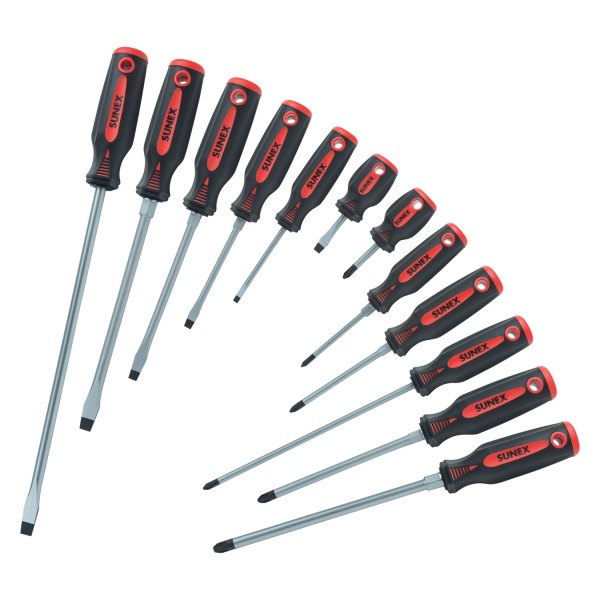 Sunex® - 12-piece Multi Material Handle Bolstered Phillips/Slotted Mixed Screwdriver Set