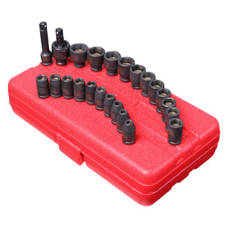 Sunex® - 1/4" Drive SAE/Metric 6-Point Standard Magnetic Impact Socket Set (23 Pieces)