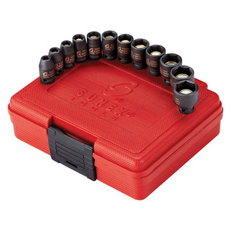 Sunex® - 1/4" Drive Metric 6-Point Standard Magnetic Impact Socket Set (12 Pieces)