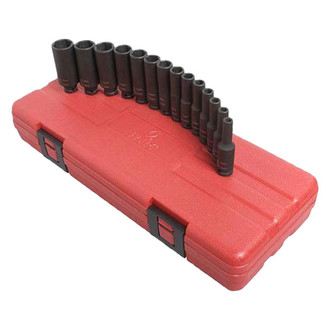 Sunex® - 1/4" Drive Metric 6-Point Deep Magnetic Impact Socket Set (14 Pieces)