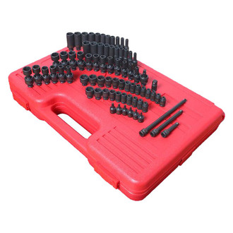 Sunex® - 1/4" Drive SAE/Metric 6-Point Standard and Deep Impact Socket Set (74 Pieces)