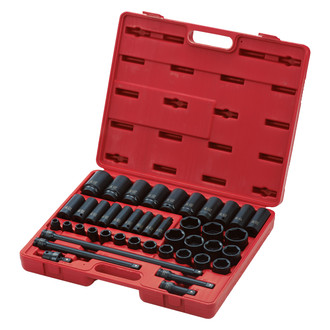 Sunex® - 1/2" Drive SAE 6-Point Standard and Deep Impact Socket Set (43 Pieces)