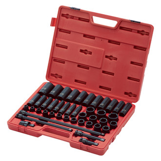 Sunex® - 1/2" Drive Metric 6-Point Standard and Deep Impact Socket Set (43 Pieces)