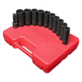 Sunex® - 1/2" Drive SAE/Metric 6-Point Deep Extra Thin Wall Impact Socket Set (11 Pieces)