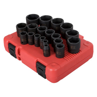 Sunex® - 1/2" Drive SAE 6-Point Standard Impact Socket Set (19 Pieces)