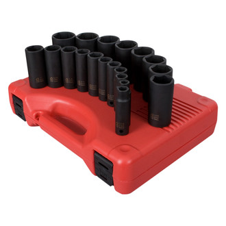 Sunex® - 1/2" Drive SAE 6-Point Deep Impact Socket Set (19 Pieces)