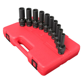 Sunex® - 1/2" Drive Metric 6-Point Deep Impact U-Joint Set (10 Pieces)