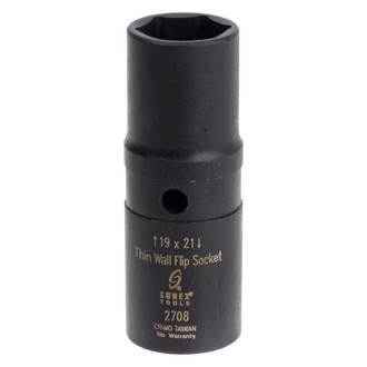 Sunex® - 1/2" Drive 19 mm x 21 mm 6-Point Deep Thin Wall Flip Impact Socket