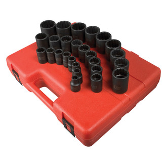 Sunex® - 1/2" Drive Metric 12-Point Standard Impact Socket Set (26 Pieces)