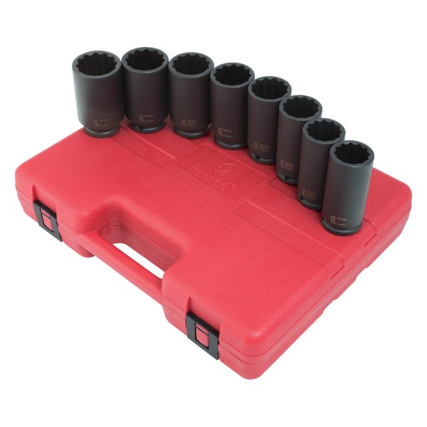 Sunex® - (8 Pieces) 1/2" Drive Metric 12-Point Spindle Nut Impact Socket Set