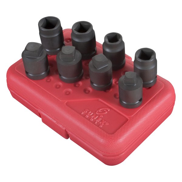 Sunex® - (8 Pieces) 1/2" Drive SAE 4-Point and Square Pipe Plug Impact Socket Set
