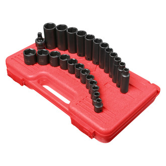 Sunex® - 3/8" Drive SAE 6-Point Standard and Deep Impact Socket Set (25 Pieces)