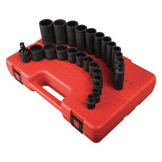 Sunex® - 3/8" Drive SAE 12-Point Standard and Deep Impact Socket Set (25 Pieces)