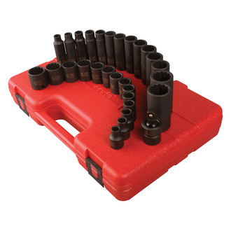 Sunex® - 3/8" Drive Metric 12-Point Standard and Deep Impact Socket Set (29 Pieces)
