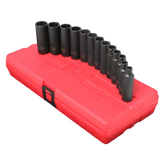 Sunex® - 3/8" Drive Metric 6-Point Deep Impact Socket Set (13 Pieces)