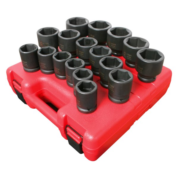 Sunex® - (17 Pieces) 3/4" Drive Metric 6-Point Heavy Duty Impact Socket Set