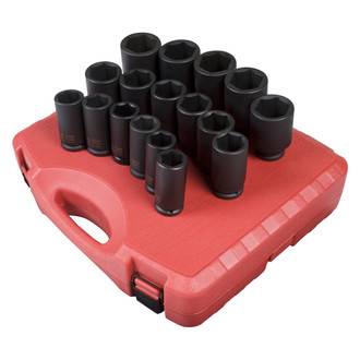 Sunex® - 3/4" Drive Metric 6-Point Deep Impact Socket Set (17 Pieces)